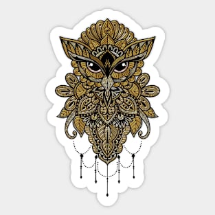 Elegant golden steampunk owl. Sticker